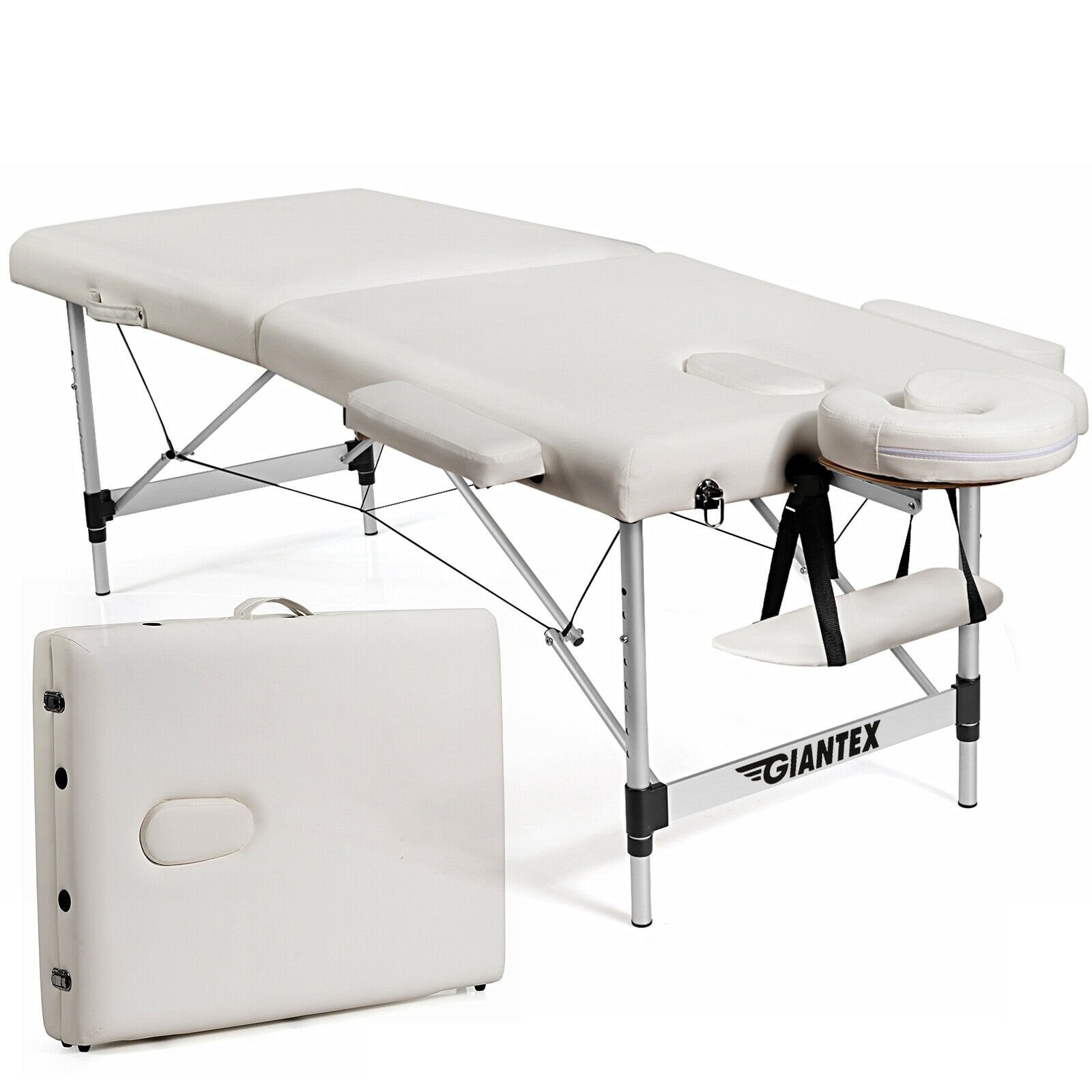 84 Inch L Portable Adjustable Massage Bed with Carry Case for Facial Salon Spa, White Spa & Salon   at Gallery Canada