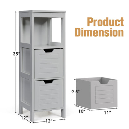 Bathroom Wooden Floor Cabinet Multifunction Storage Rack Stand Organizer, Gray Floor Cabinets   at Gallery Canada