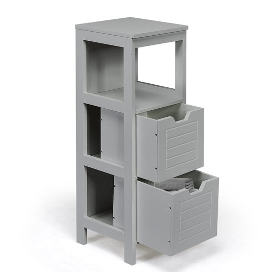 Bathroom Wooden Floor Cabinet Multifunction Storage Rack Stand Organizer, Gray - Gallery Canada