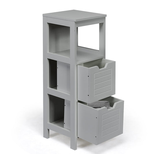 Bathroom Wooden Floor Cabinet Multifunction Storage Rack Stand Organizer, Gray Floor Cabinets   at Gallery Canada