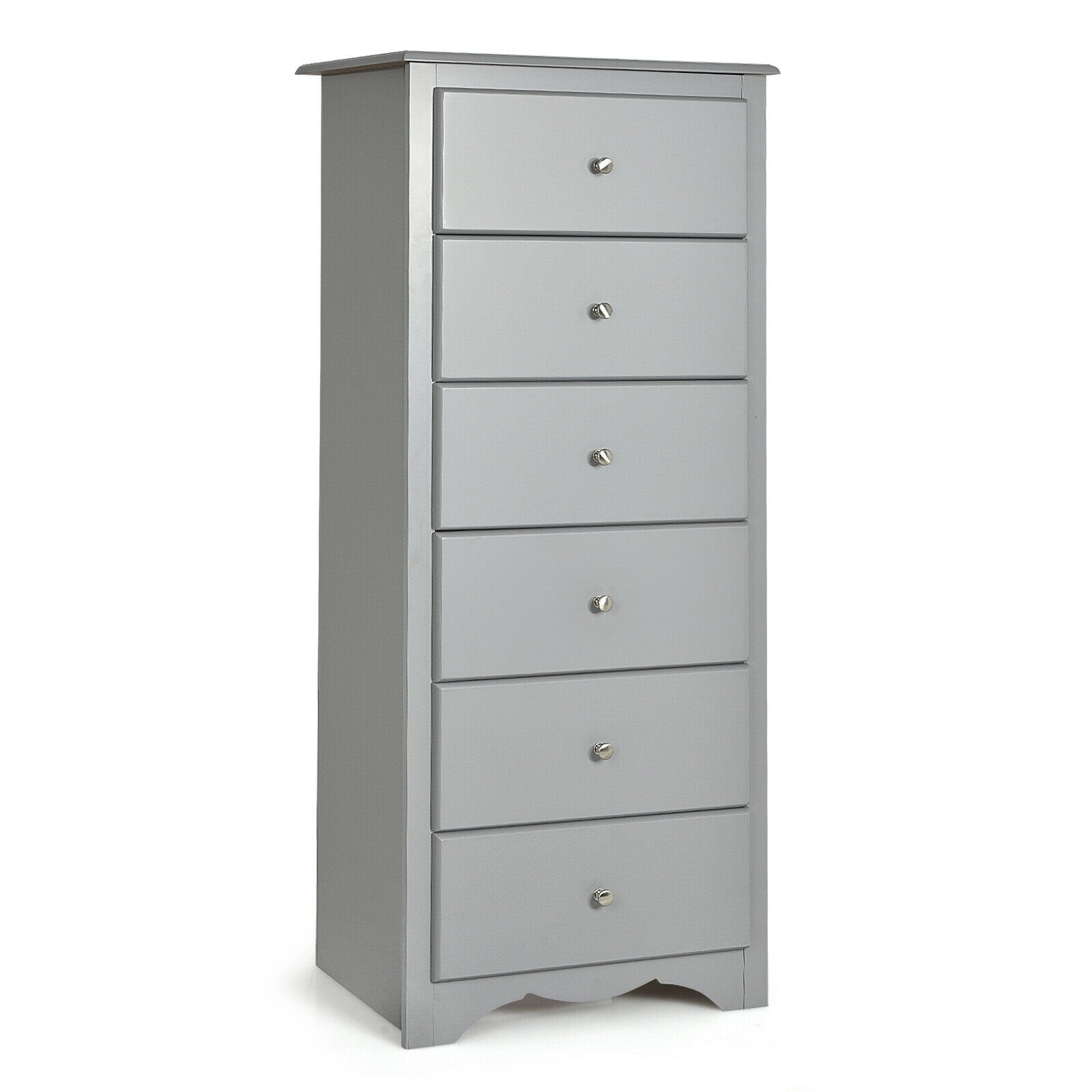 6 Drawers Chest Dresser Clothes Storage Bedroom Furniture Cabinet, Gray - Gallery Canada