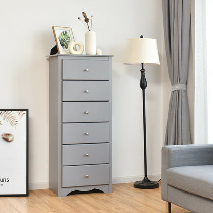 6 Drawers Chest Dresser Clothes Storage Bedroom Furniture Cabinet, Gray Dressers & Chests   at Gallery Canada