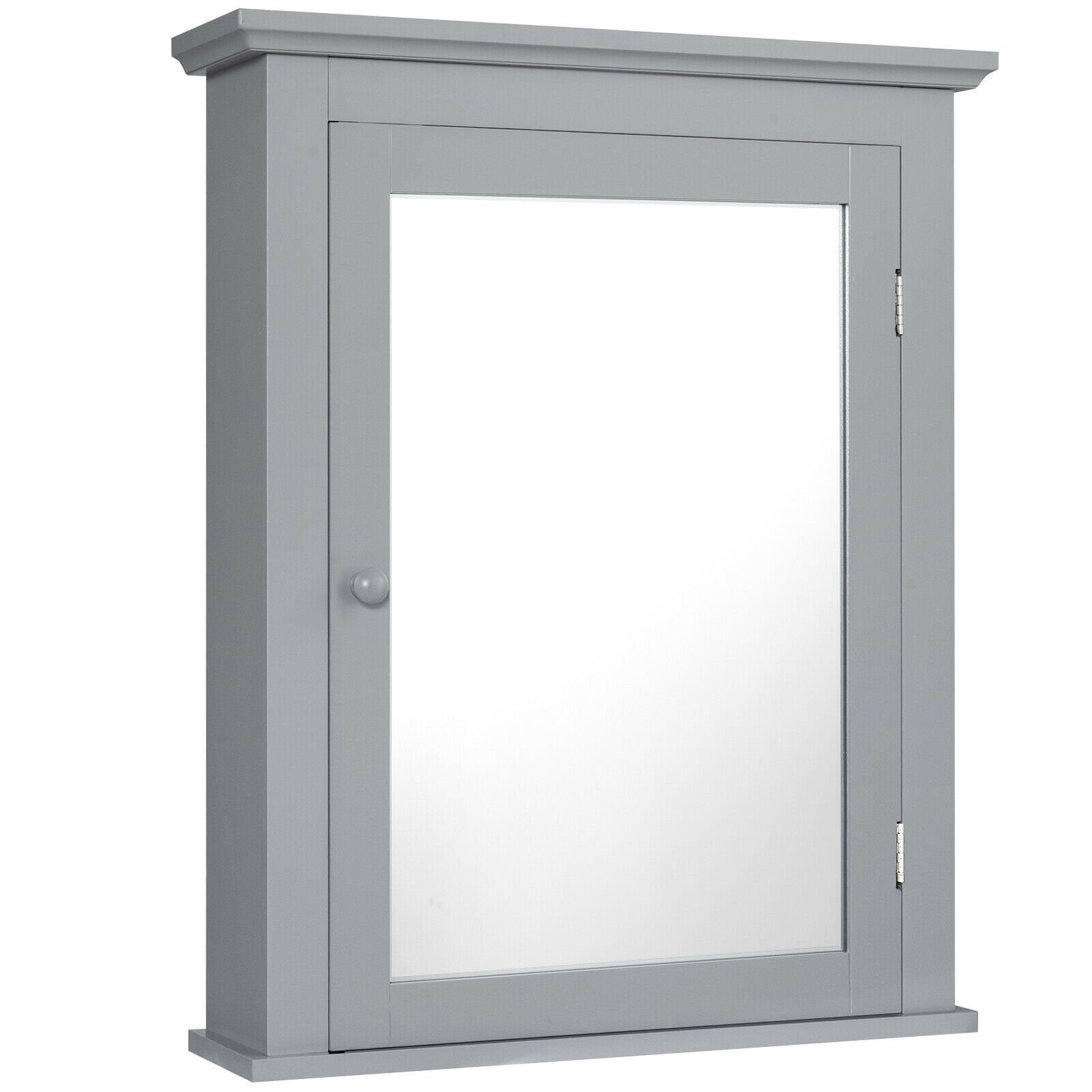 Bathroom Mirror Cabinet Wall Mounted Adjustable Shelf Medicine Storage, Gray Wall Cabinets   at Gallery Canada