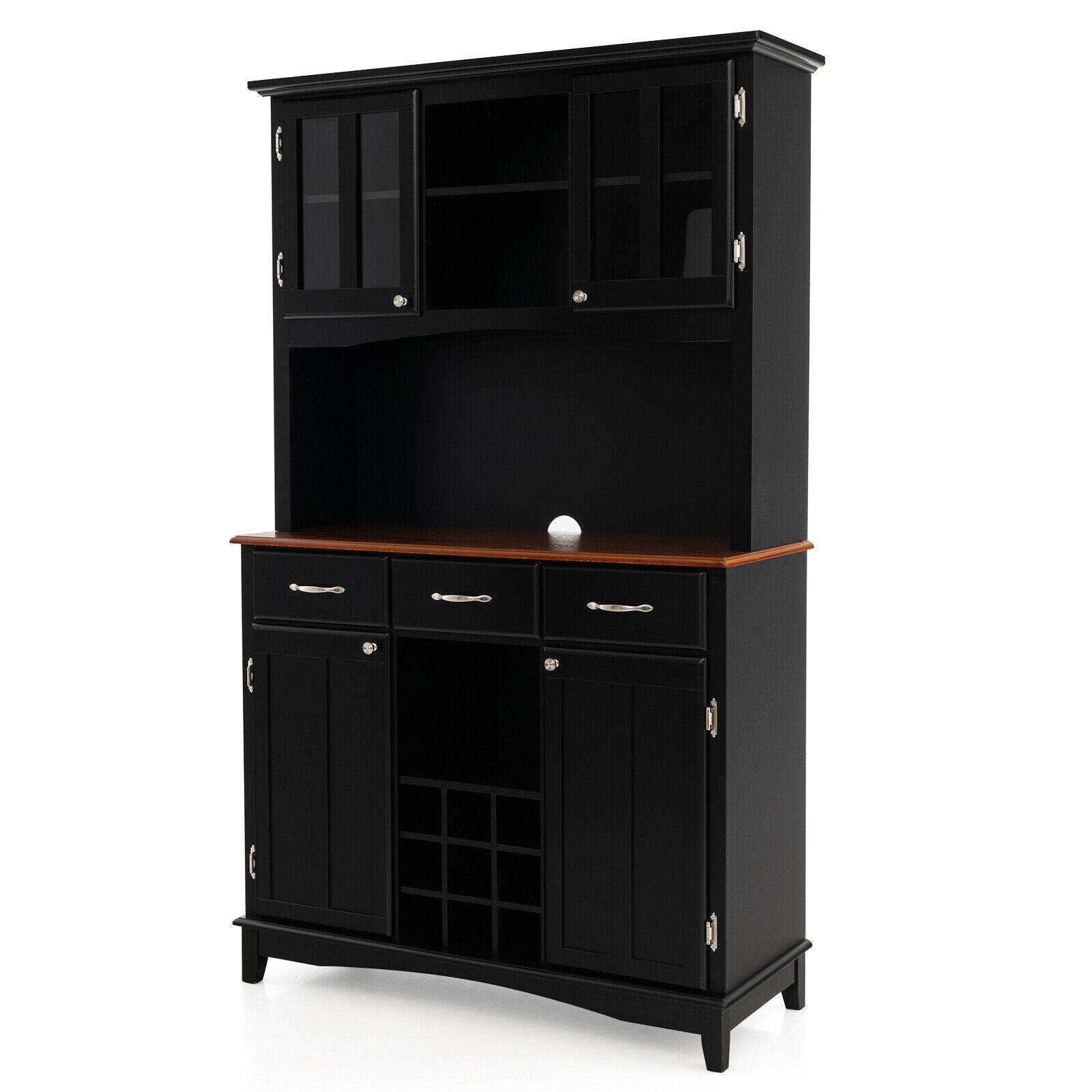 Kitchen Storage Cabinet Cupboard with Wine Rack and Drawers, Black Sideboards Cabinets & Buffets   at Gallery Canada