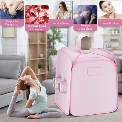 800W 2 Person Portable Steam Sauna Tent SPA with Hat Side Holes 3L Steamer, Pink Spa & Salon   at Gallery Canada