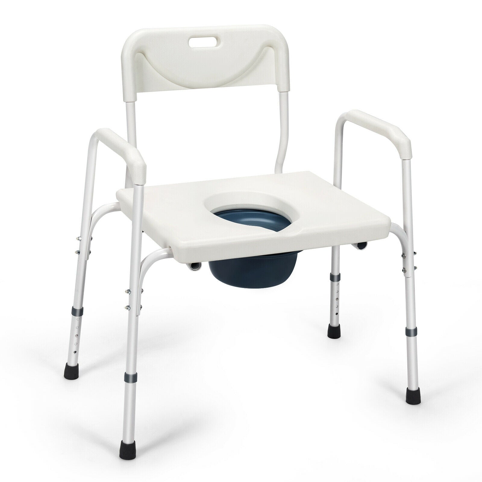 3-in-1 Bedside Commode Portable Toilet with Adjustable Height, White Bath Safety at Gallery Canada