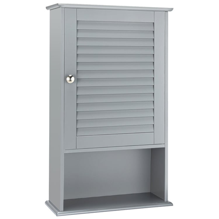 Bathroom Wall Mount Storage Cabinet Single Door with Height Adjustable Shelf, Gray Wall Cabinets   at Gallery Canada