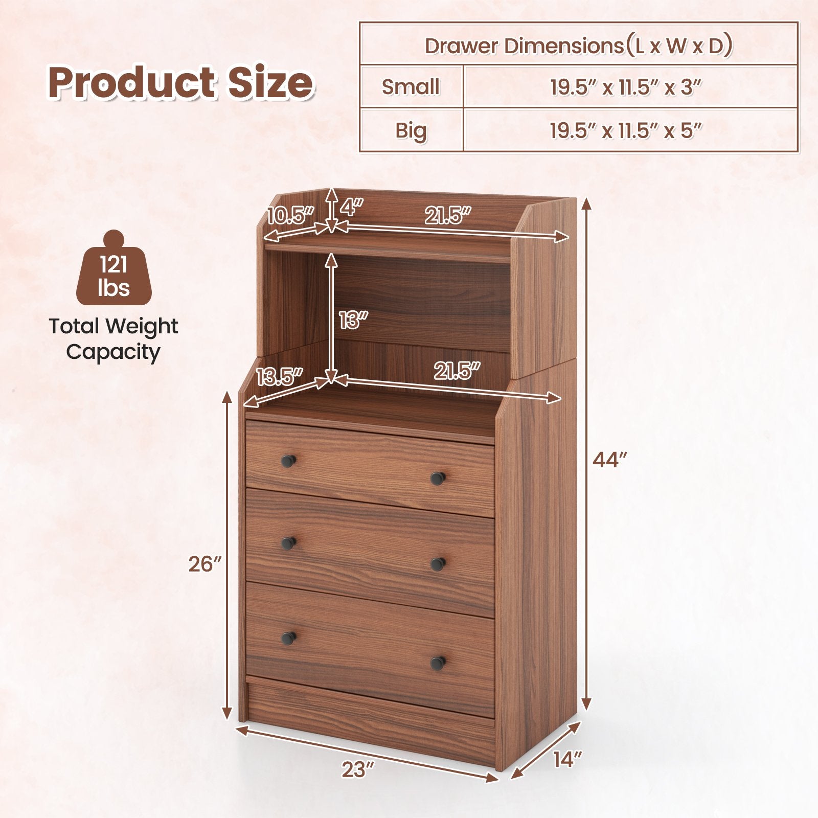 Modern Storage Dresser with Anti-toppling Device, Walnut Dressers & Chests   at Gallery Canada