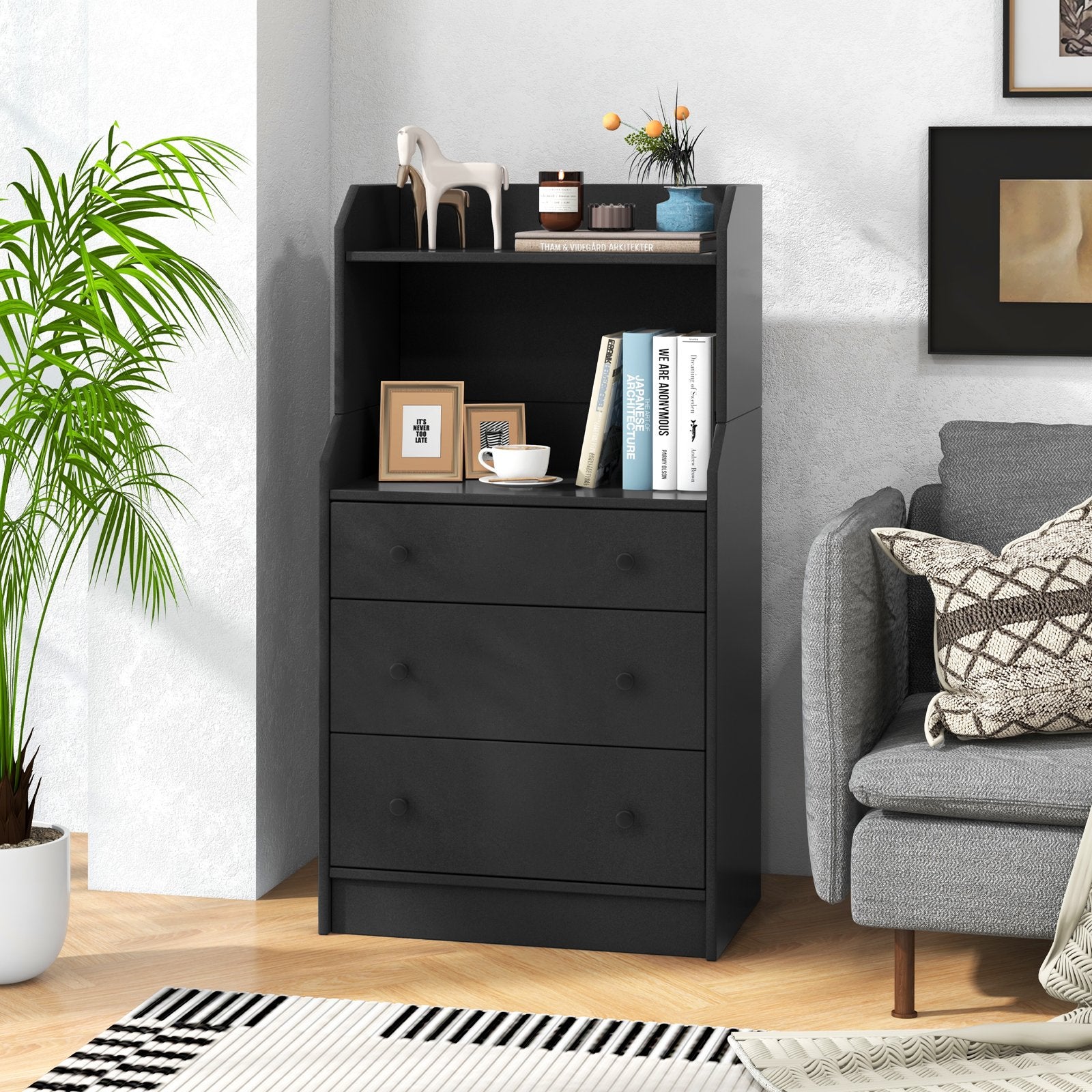 Modern Storage Dresser with Anti-toppling Device, Black Dressers & Chests   at Gallery Canada