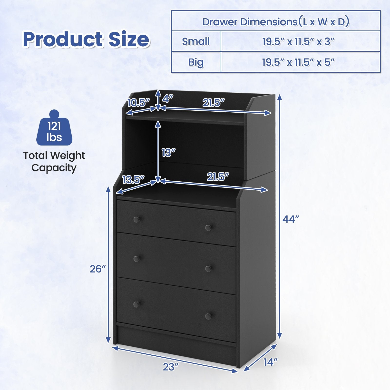 Modern Storage Dresser with Anti-toppling Device, Black Dressers & Chests   at Gallery Canada