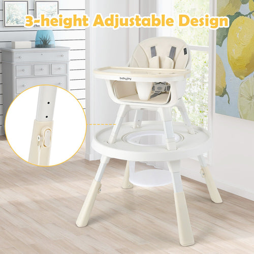 6-in-1 Baby High Chair Infant Activity Center with Height Adjustment, Beige