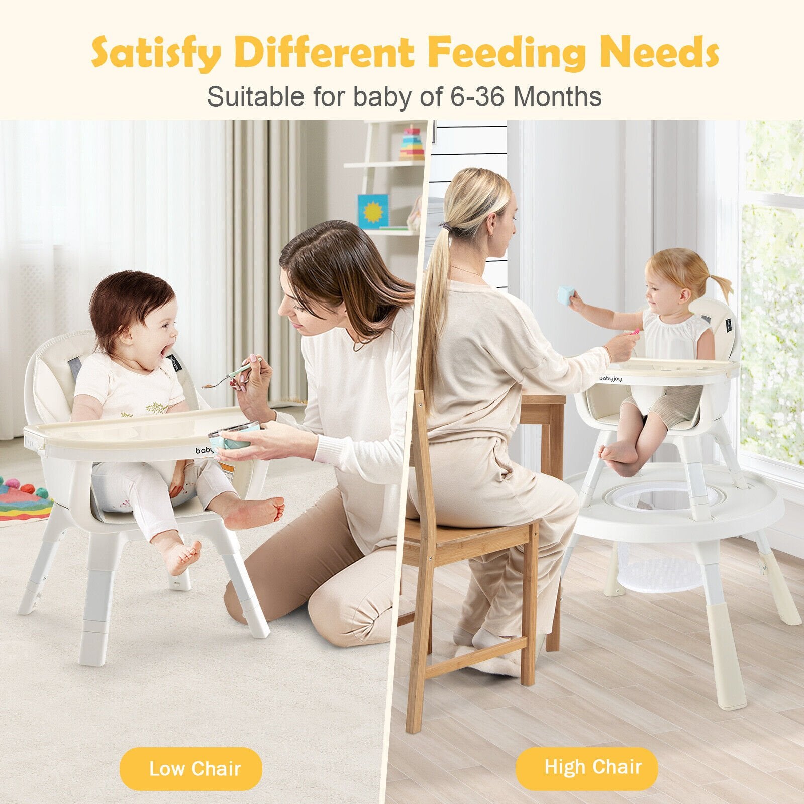 6-in-1 Baby High Chair Infant Activity Center with Height Adjustment, Beige High Chairs   at Gallery Canada