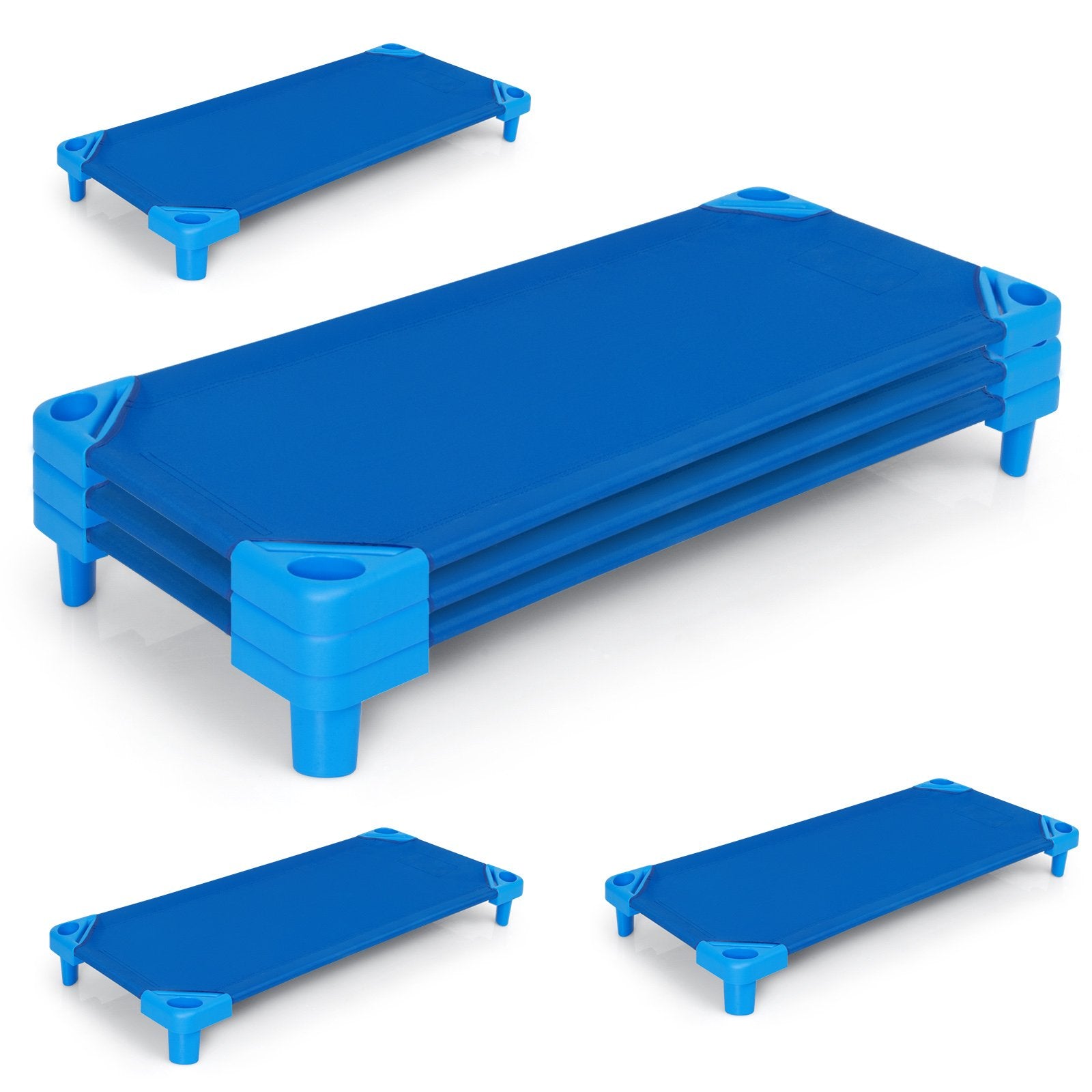 52 Inch x 23 Inch Pack of 6 Kids Stackable Daycare Rest Mat, Blue Toddler Beds   at Gallery Canada