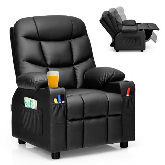 Kids Recliner Chair with Cup Holder and Footrest for Children, Black Kids Chairs & Seating   at Gallery Canada