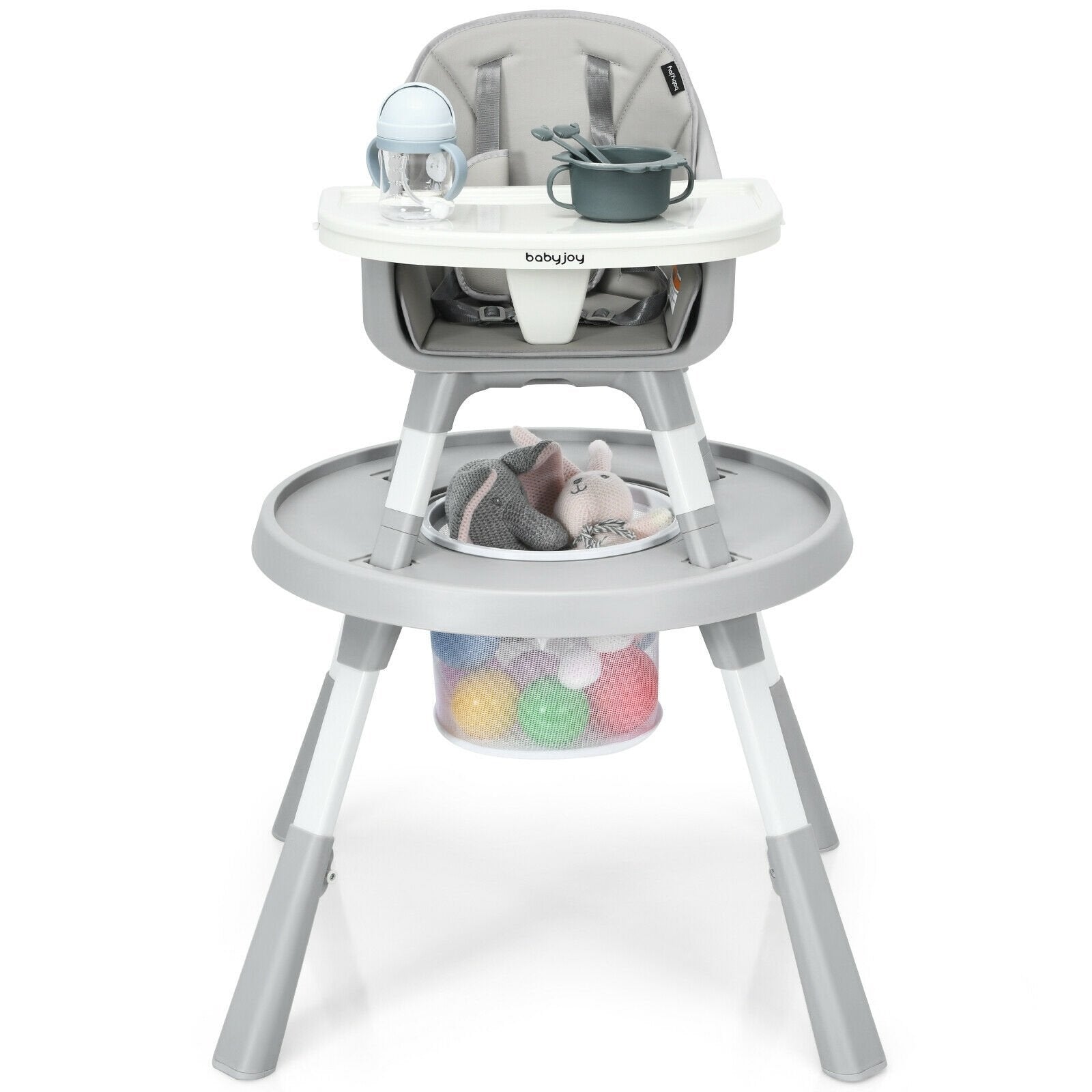 6-in-1 Baby High Chair Infant Activity Center with Height Adjustment, Gray High Chairs   at Gallery Canada