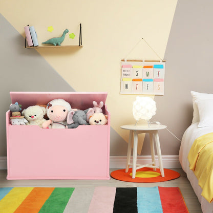 Kids Toy Wooden Flip-top Storage Box Chest Bench with Cushion Hinge, Pink - Gallery Canada