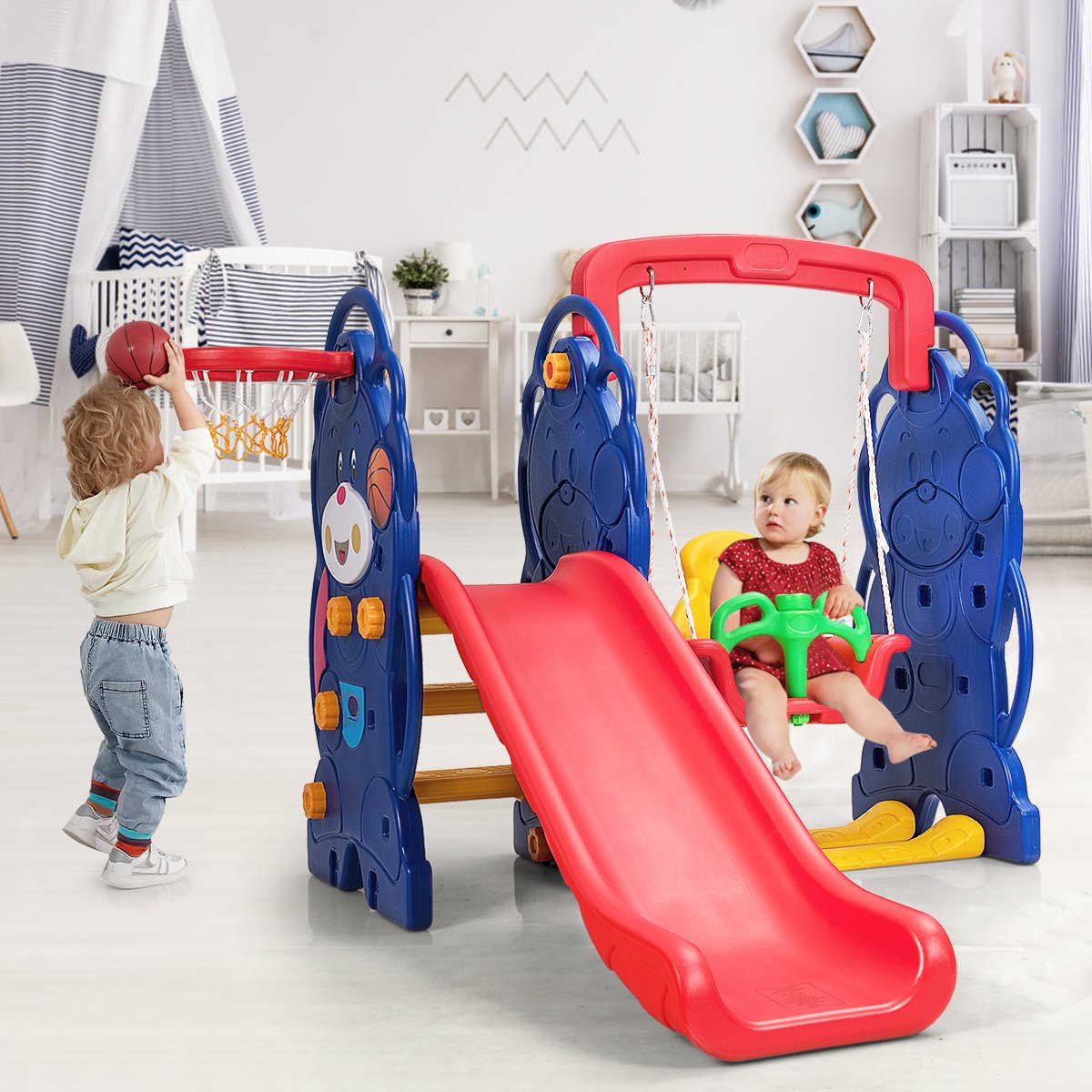 3-in-1 Toddler Climber and Swing Playset, Multicolor Swing & Playsets   at Gallery Canada