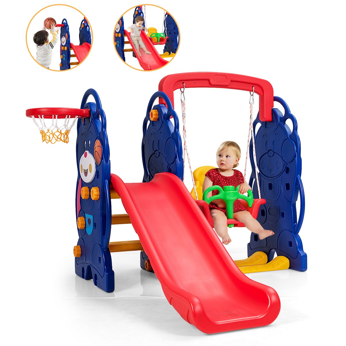 3-in-1 Toddler Climber and Swing Playset, Multicolor Swing & Playsets   at Gallery Canada