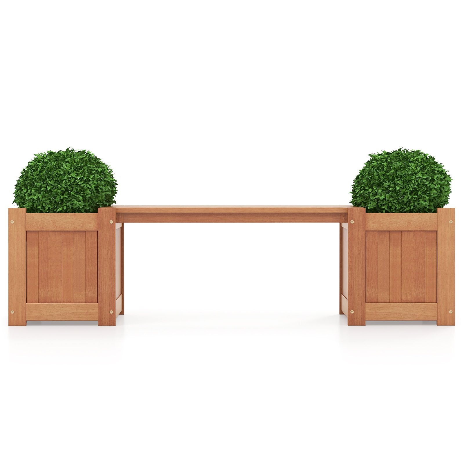 Wood Planter Box with Bench for Garden Yard Balcony, Natural Potting Benches & Tables   at Gallery Canada