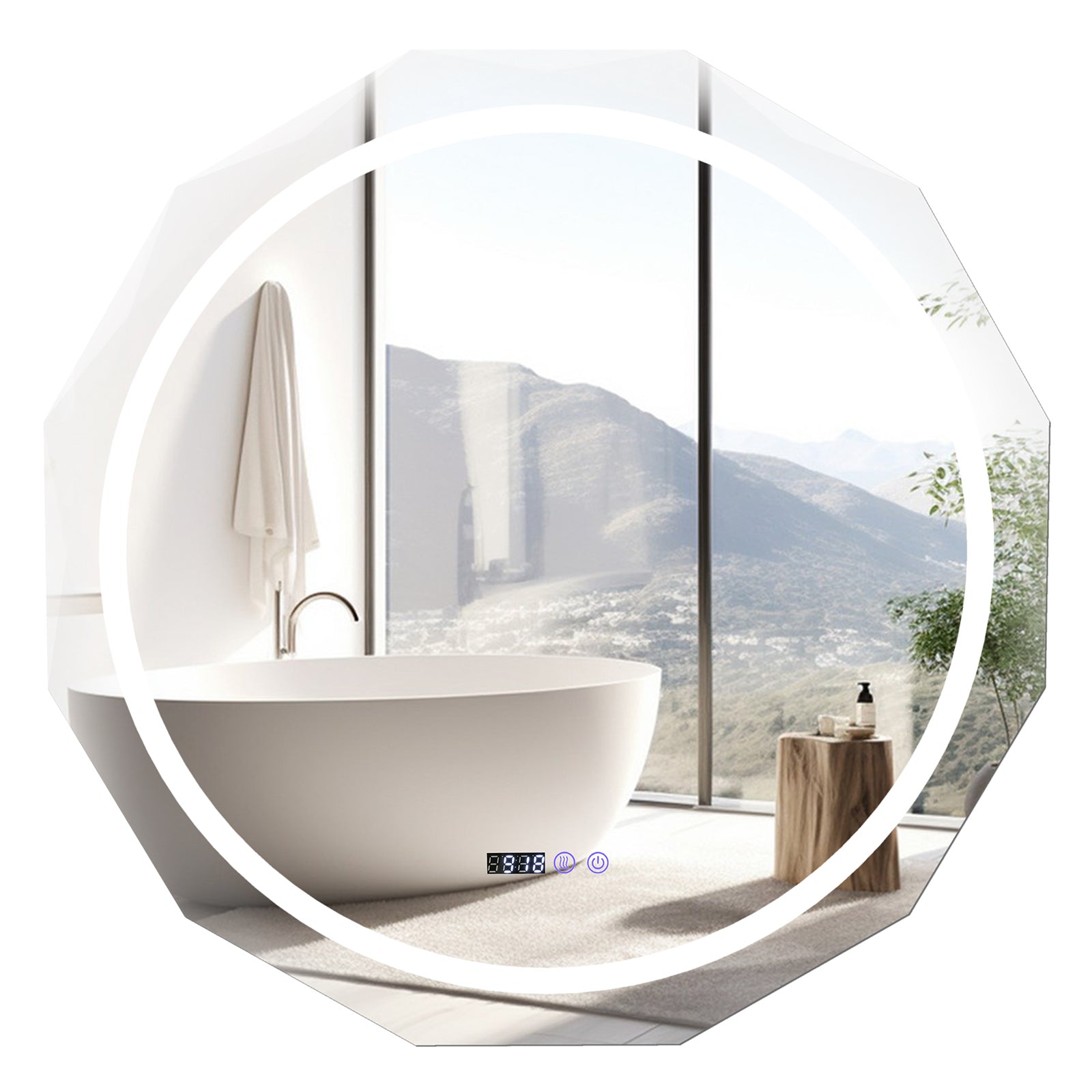 Defogging LED Bathroom Mirror with Stepless 3 Colors Temperature, White Wall Mirrors at Gallery Canada
