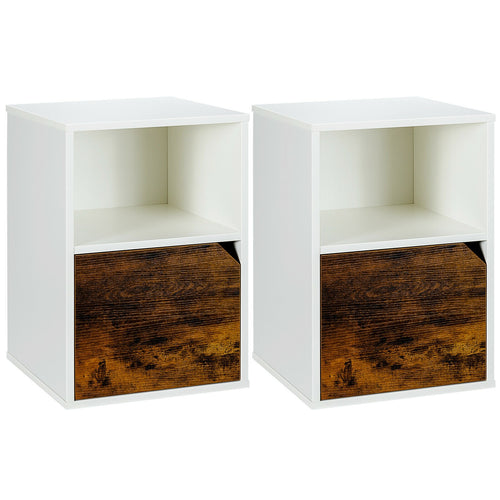 Set of 2 Nightstands Side End Table for Living Room, White