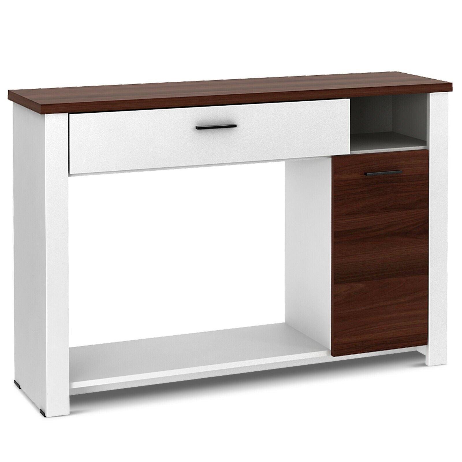 48 Inch Console Table with Drawer and Cabinet, Brown & White Console Tables at Gallery Canada
