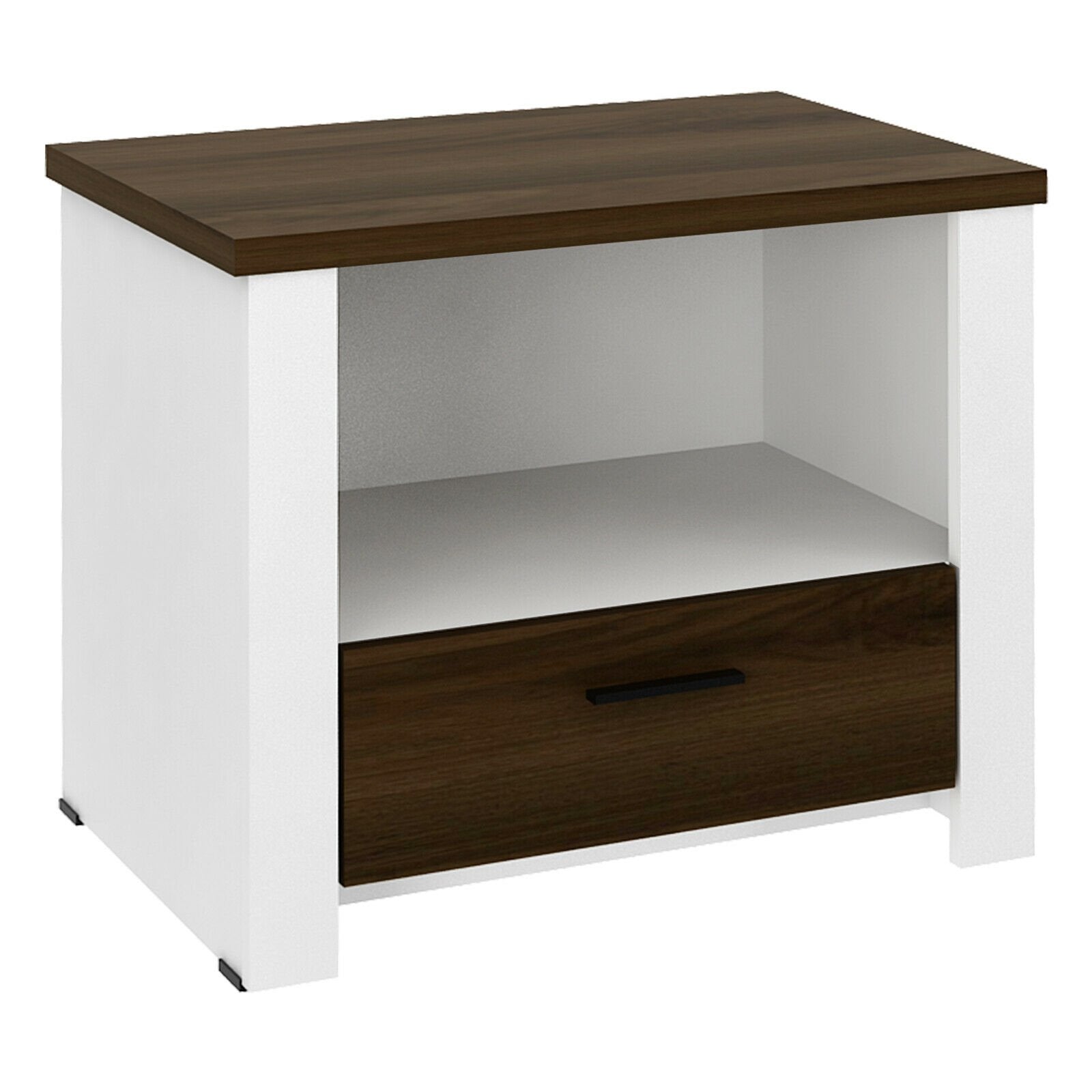 Accent Nightstand with Drawer and Open Shelf, Brown & White Nightstands   at Gallery Canada