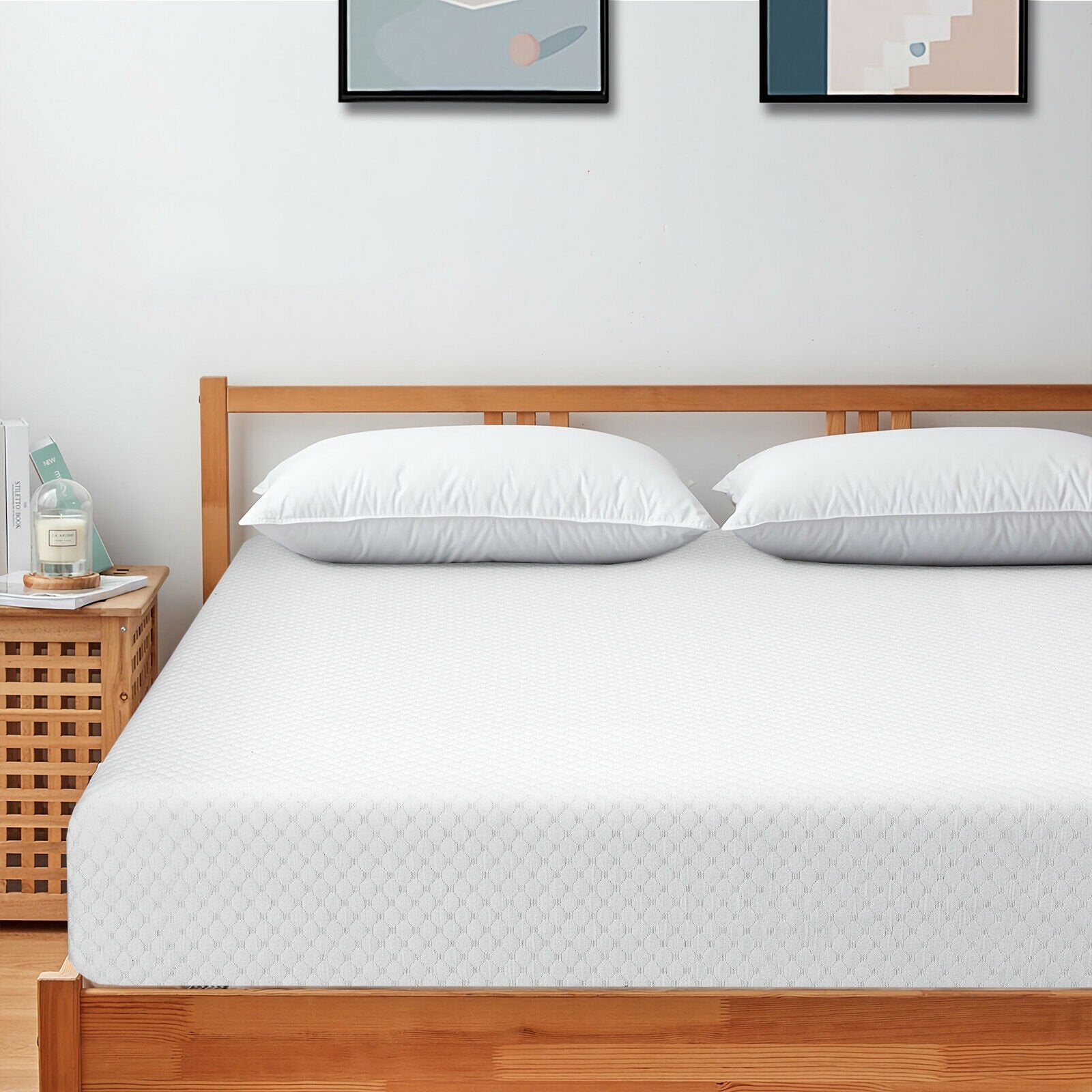 8 Inch Foam Medium Firm Mattress with Jacquard Cover-King Size, White Mattresses   at Gallery Canada