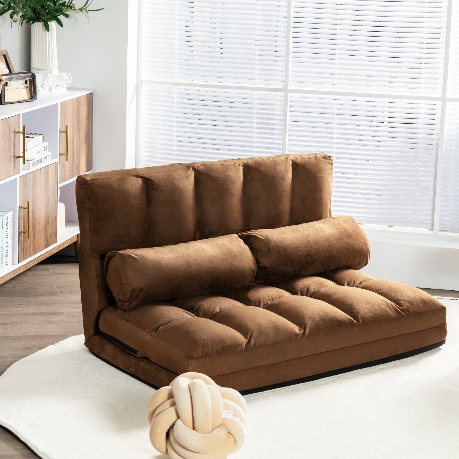 Foldable Floor 6-Position Adjustable Lounge Couch, Brown Floor Chairs   at Gallery Canada