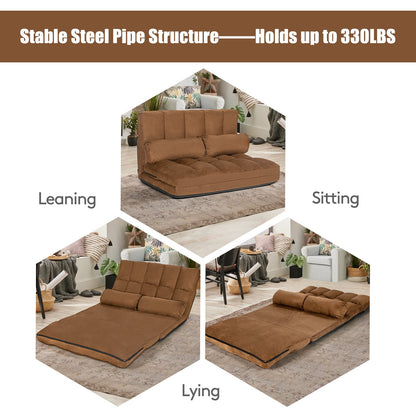 Foldable Floor 6-Position Adjustable Lounge Couch, Brown - Gallery Canada