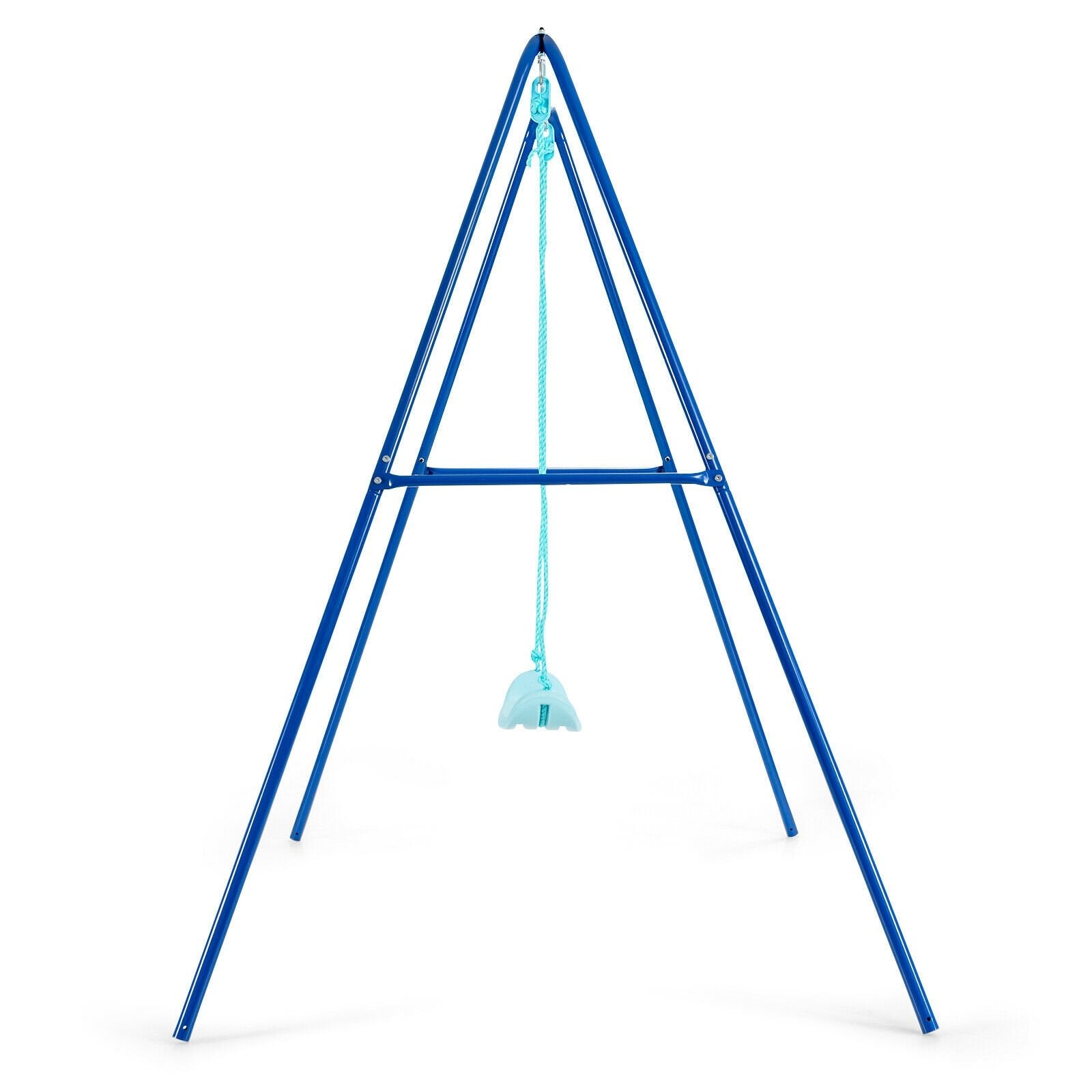 Outdoor Kids Swing Set with Heavy-Duty Metal A-Frame and Ground Stakes, Blue Swing & Playsets   at Gallery Canada