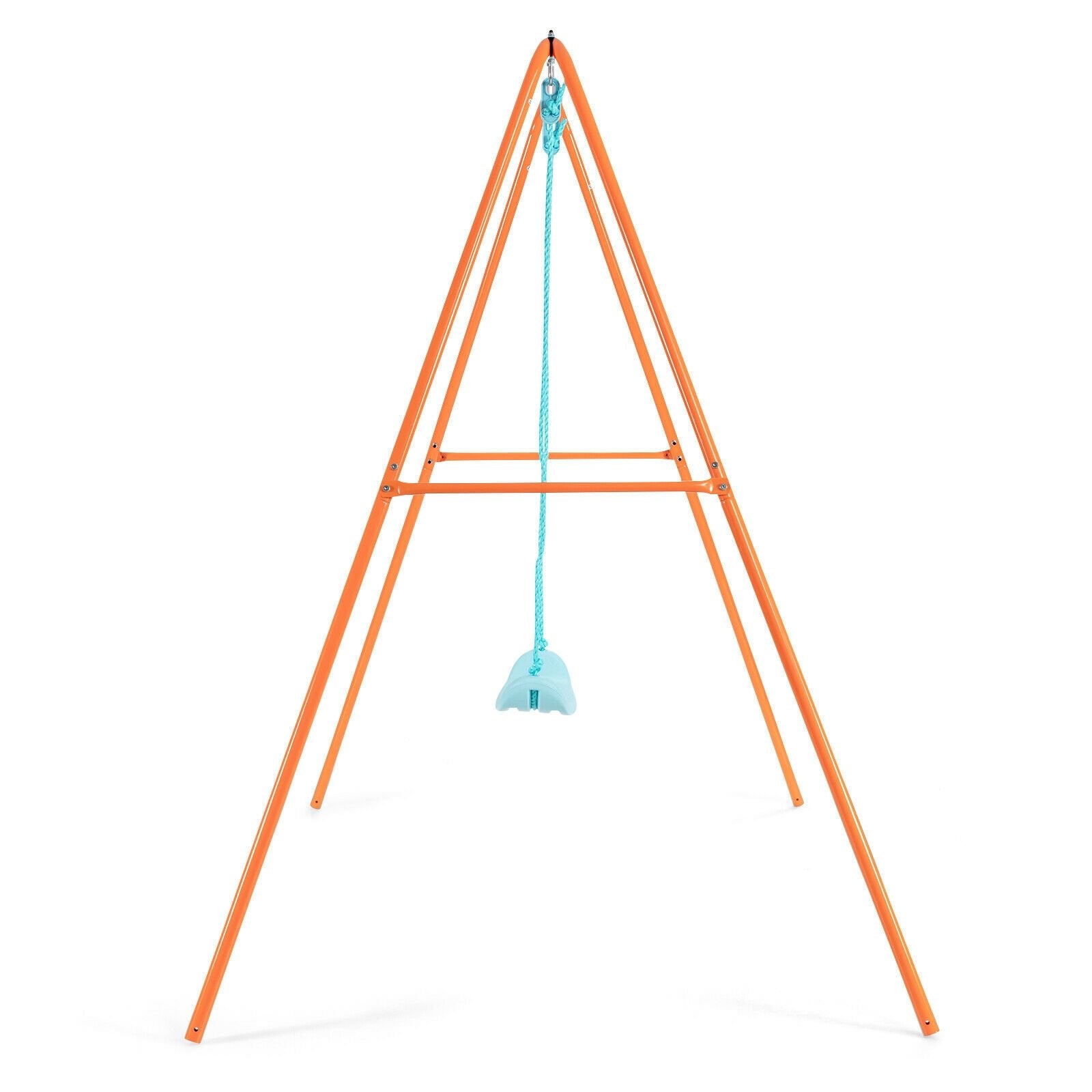 Outdoor Kids Swing Set with Heavy-Duty Metal A-Frame and Ground Stakes, Orange Swing & Playsets   at Gallery Canada