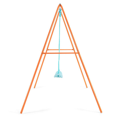 Outdoor Kids Swing Set with Heavy-Duty Metal A-Frame and Ground Stakes, Orange Swing & Playsets   at Gallery Canada