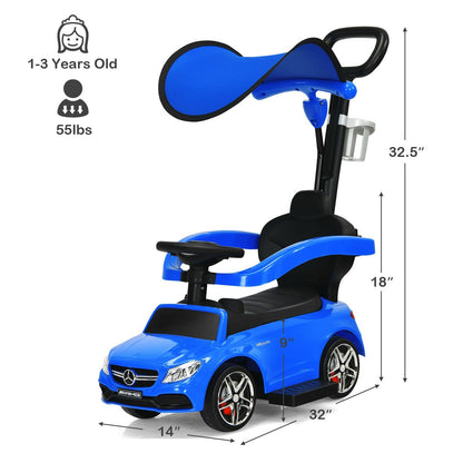 3-in-1 Mercedes Benz Ride-on Toddler Sliding Car, Blue - Gallery Canada
