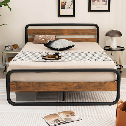 Arc Platform Bed with Headboard and Footboard-Queen Size, Black - Gallery Canada