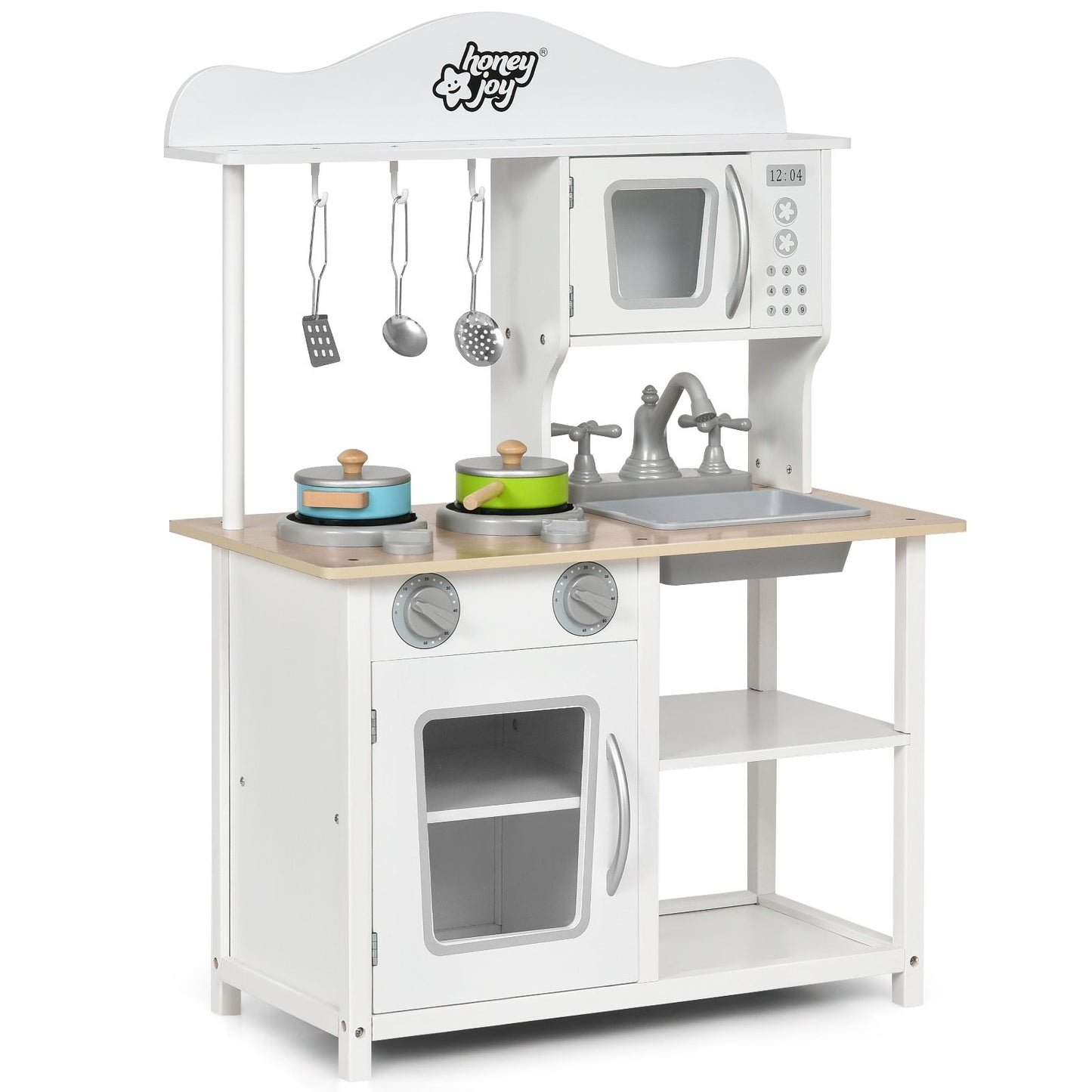 Wooden Pretend Play Kitchen Set for Kids with Accessories and Sink, White Play Kitchen Sets   at Gallery Canada