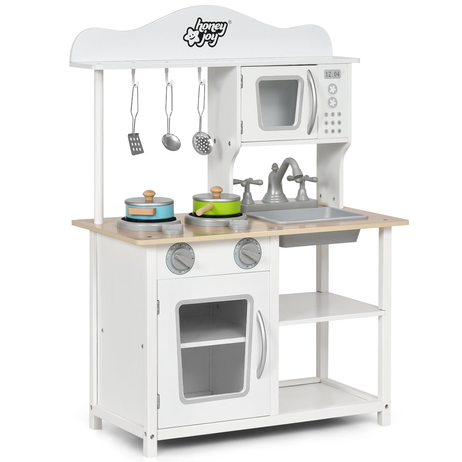 Wooden Pretend Play Kitchen Set for Kids with Accessories and Sink, White - Gallery Canada