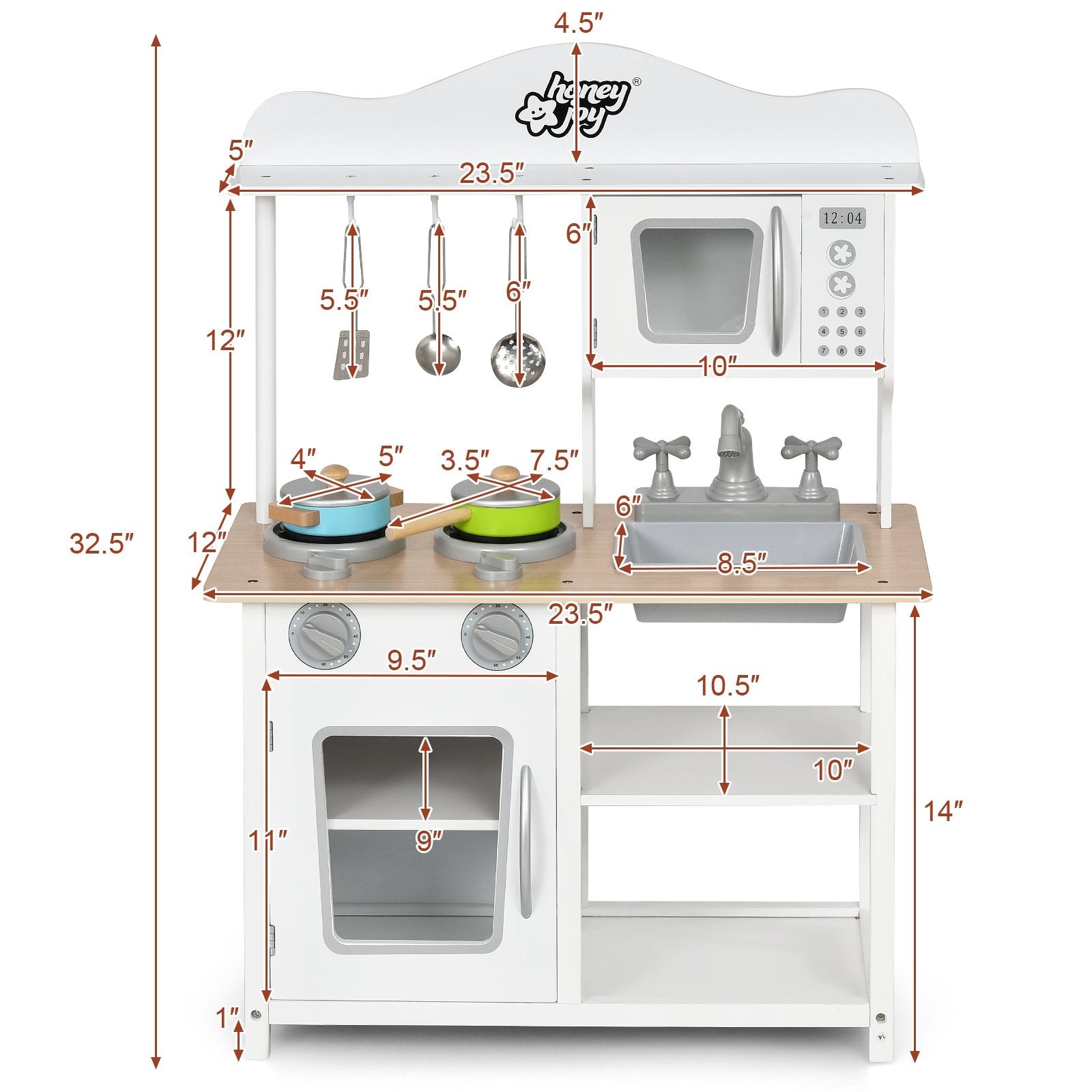 Wooden Pretend Play Kitchen Set for Kids with Accessories and Sink, White Play Kitchen Sets   at Gallery Canada