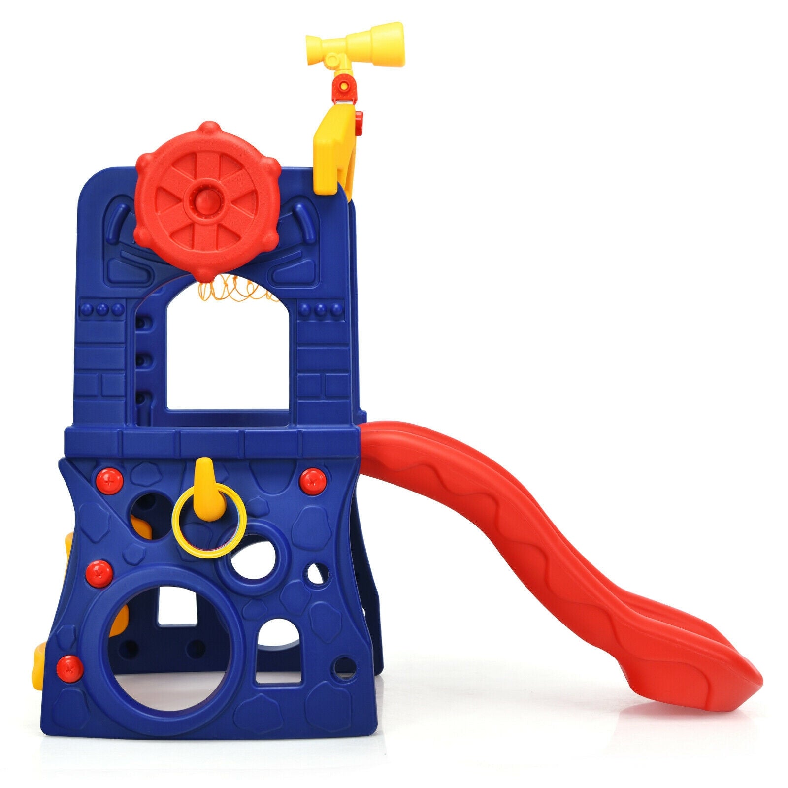 6-in-1 Freestanding Kids Slide with Basketball Hoop and Ring Toss, Multicolor Climbers & Slides at Gallery Canada