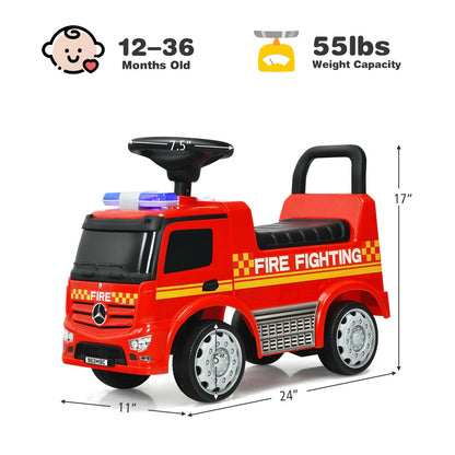 Licensed Mercedes Benz Kids Fire Engine Racer, Red Push & Pedal Ride On Toys   at Gallery Canada