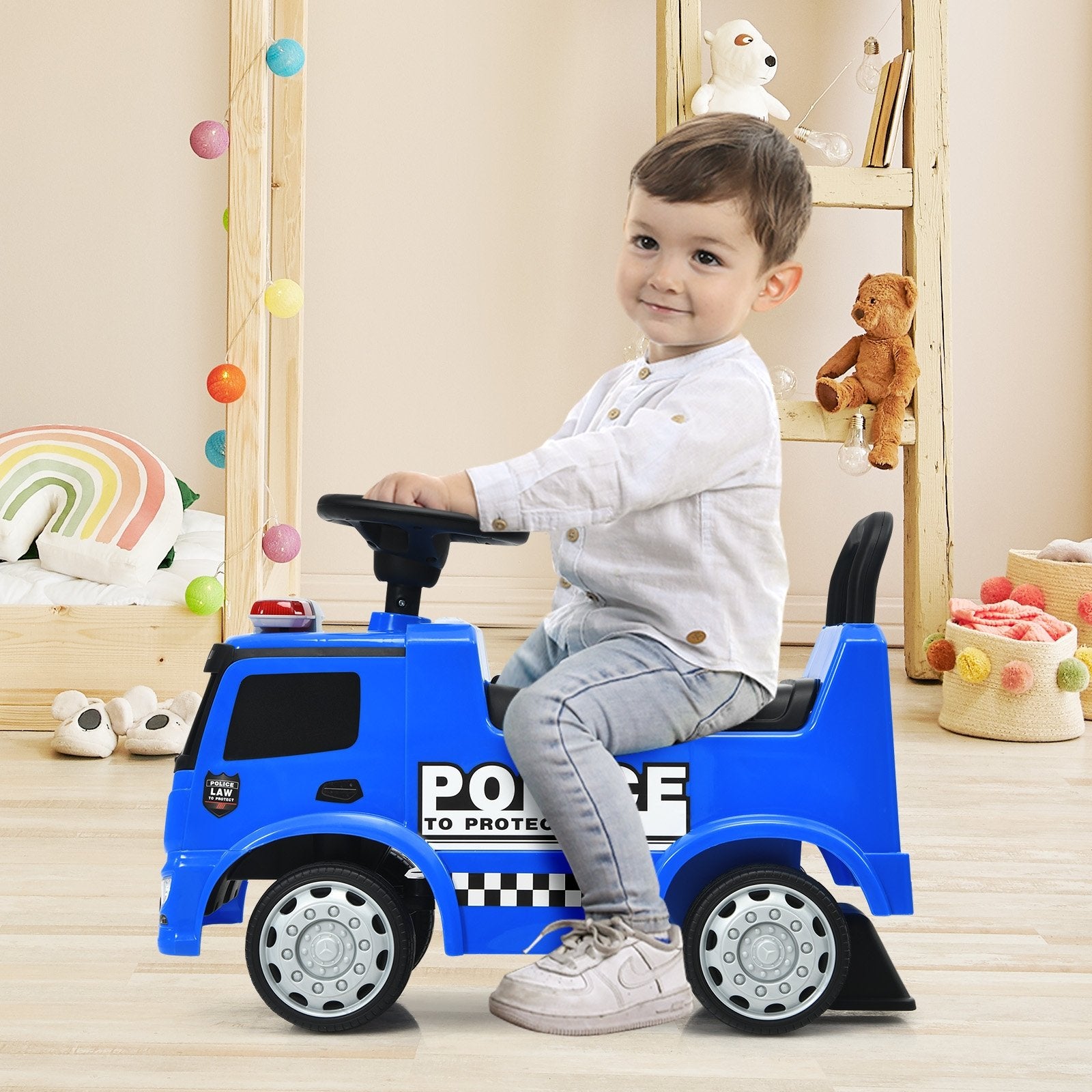 Mercedes Benz Kids Ride On Push Licensed Police Car, Blue Push & Pedal Ride On Toys   at Gallery Canada