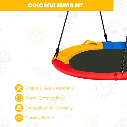 40 inch Saucer Tree Outdoor Round Platform Swing with Pillow and Handle, Multicolor Swing & Playsets   at Gallery Canada