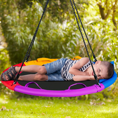 40 inch Saucer Tree Outdoor Round Platform Swing with Pillow and Handle, Multicolor Swing & Playsets   at Gallery Canada