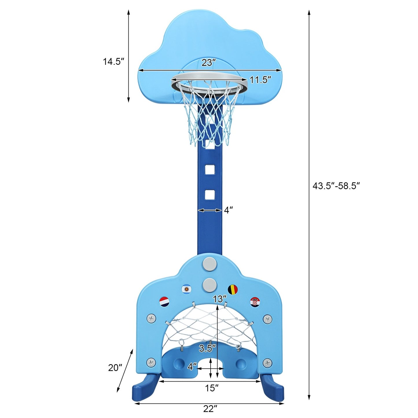 3-in-1 Kids Basketball Hoop Set with Balls, Blue - Gallery Canada