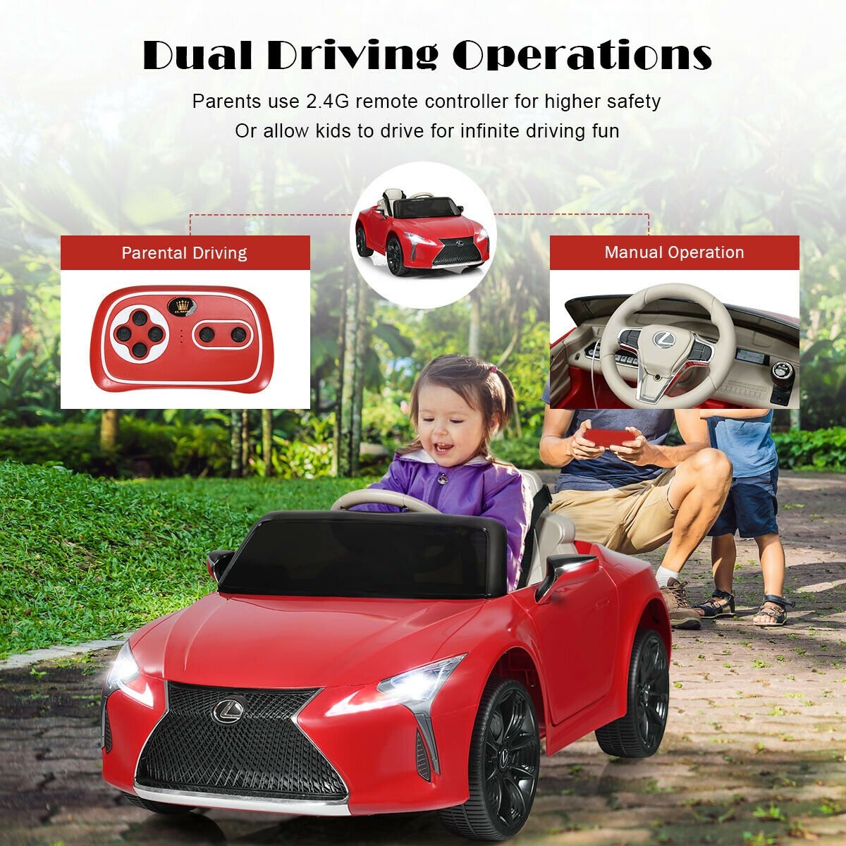 Lexus LC500 Licensed Kids 12V Ride Remote Control Electric Vehicle, Red Powered Ride On Toys   at Gallery Canada