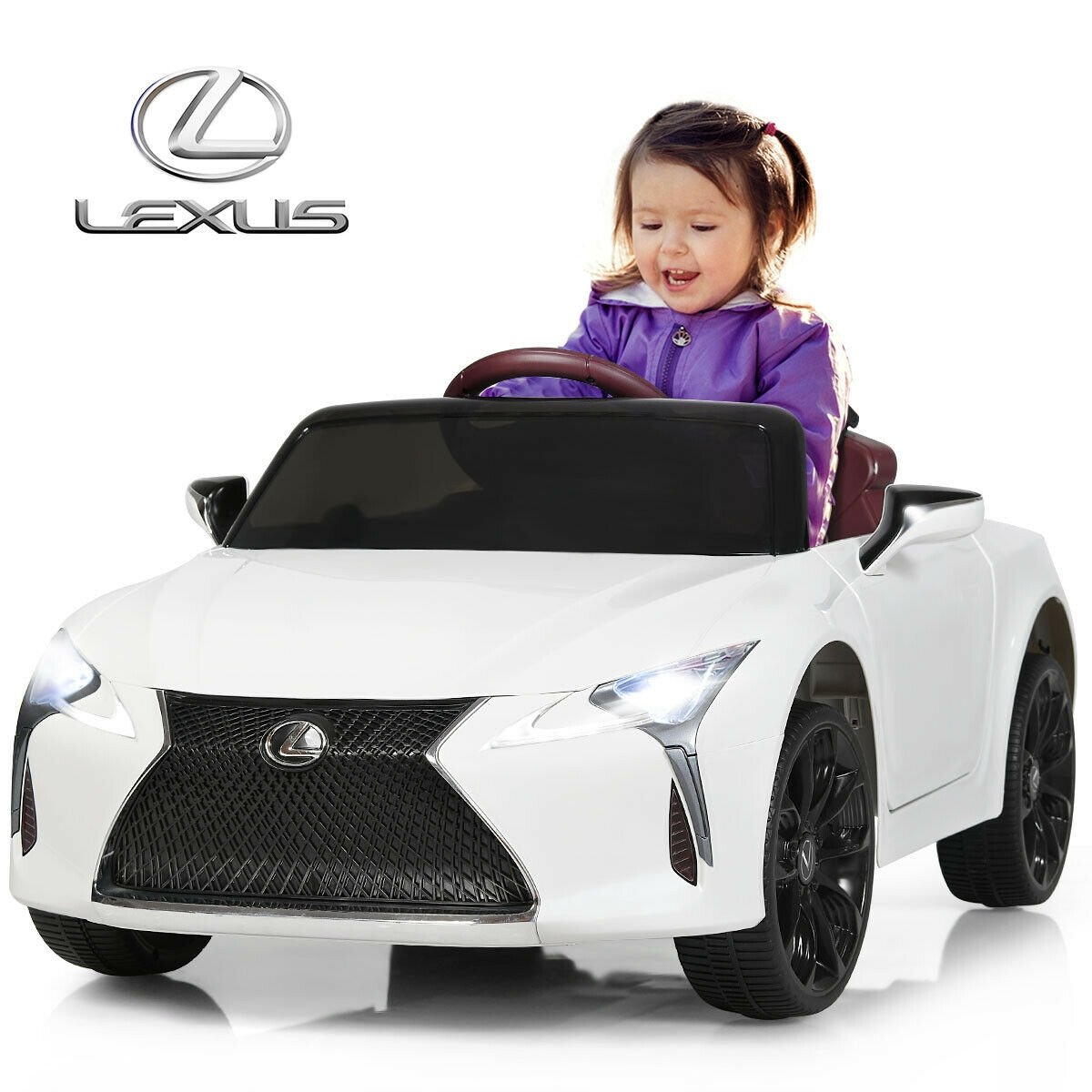 Lexus LC500 Licensed Kids 12V Ride Remote Control Electric Vehicle, White Powered Ride On Toys   at Gallery Canada