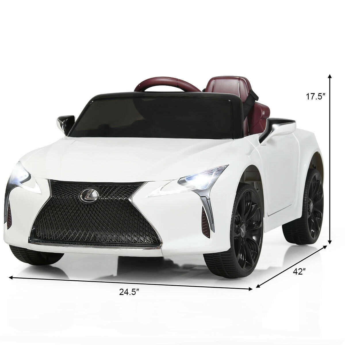 Lexus LC500 Licensed Kids 12V Ride Remote Control Electric Vehicle, White Powered Ride On Toys   at Gallery Canada