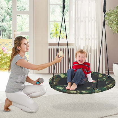 40 Inch Flying Saucer Tree Swing Outdoor Play Set with Adjustable Ropes Gift for Kids, Green - Gallery Canada