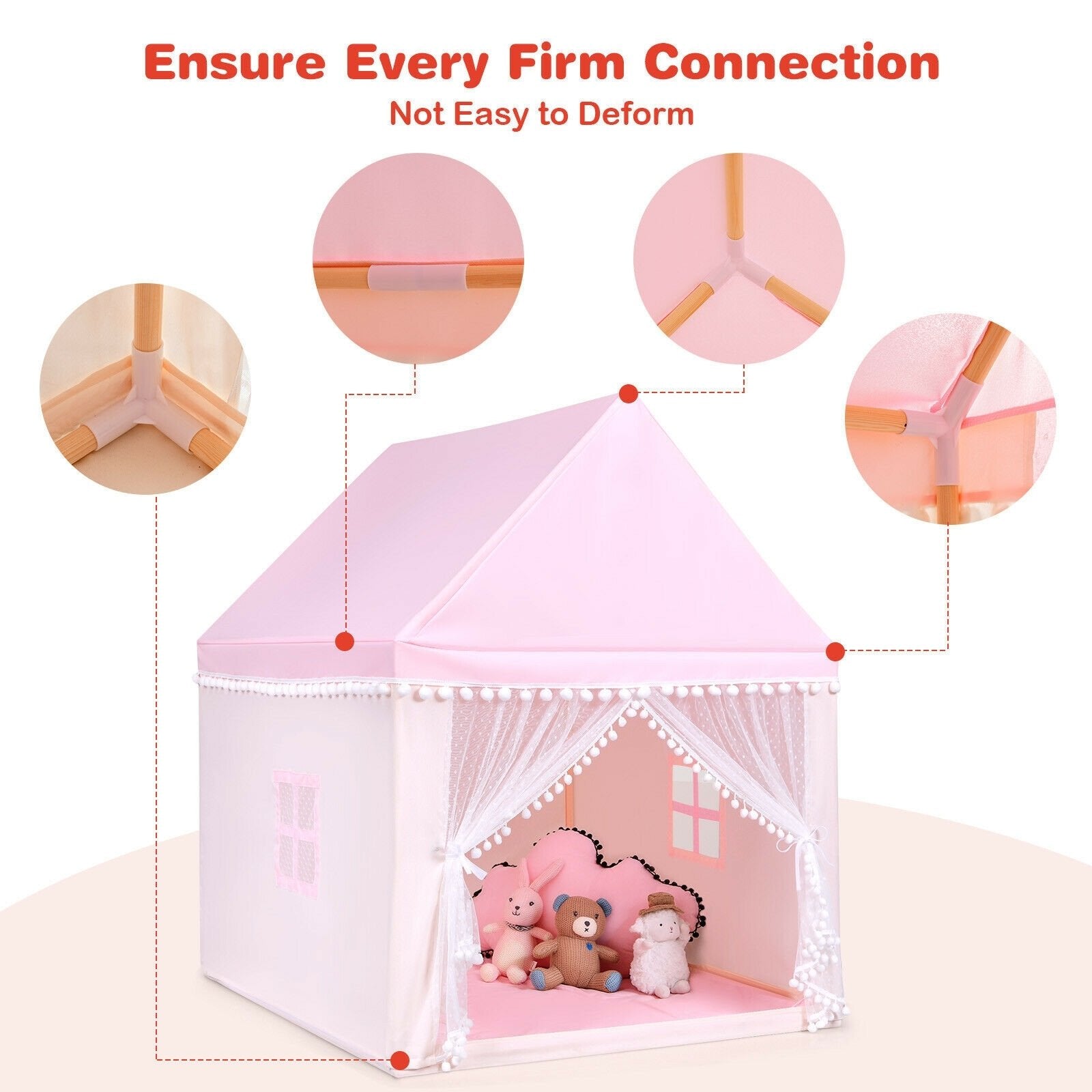 Kids Play Tent Large Playhouse Children Play Castle Fairy Tent Gift with Mat, Pink Play Tents & Playhouse   at Gallery Canada