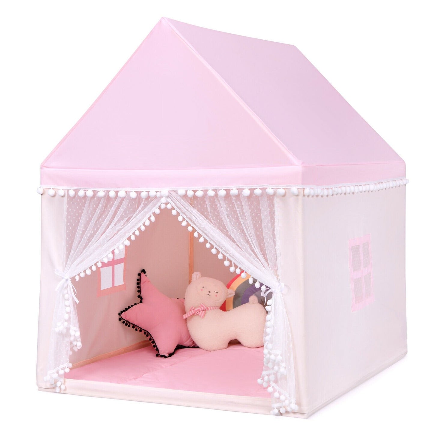 Kids Play Tent Large Playhouse Children Play Castle Fairy Tent Gift with Mat, Pink Play Tents & Playhouse   at Gallery Canada